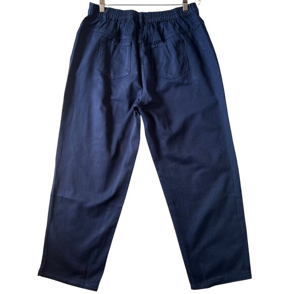 Woman Within Blue Cotton Classic Fit Pants Size 18WP Elastic Back Waist - Picture 8 of 8